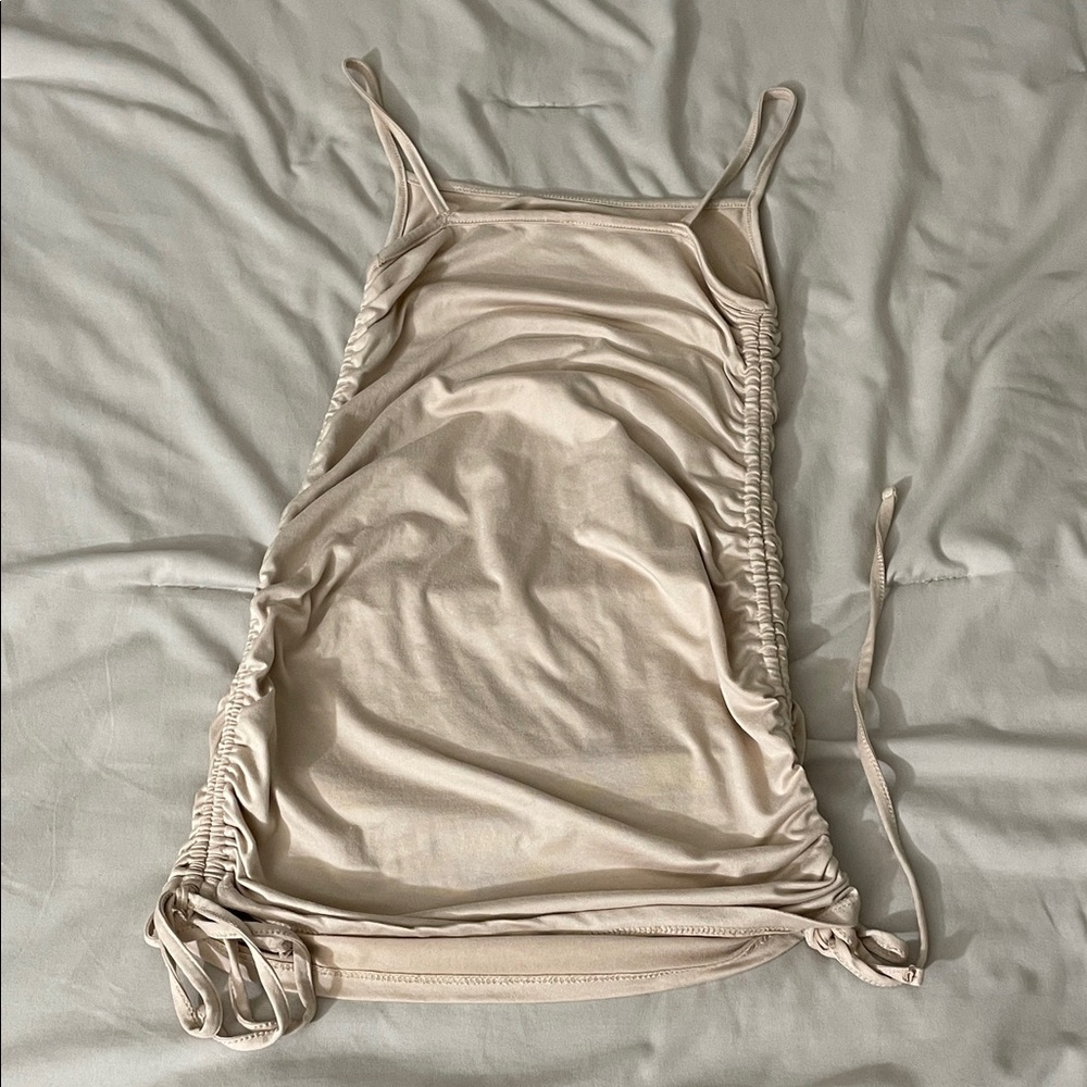 Nude Ruched Mini Dress - Picture 2 of 2